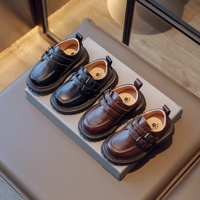 Kids Fall Leather Shoes Casual School Boys Girls Single Shoe Size 21-30 Toddler black brown round toe casual shoes for kids