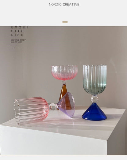 Taças de Coquetel Estilo Onda com Efeito Duas Cores Criativas Verde Azul Âmbar Roxo para Martini Mojito Champagne Margarita