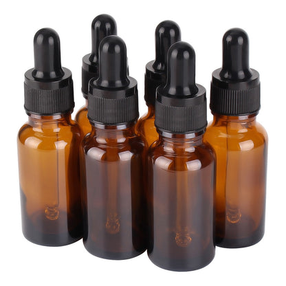 6/12/24pcs 5ml 10ml 15ml 20ml 30ml 50ml 100ml Amber Glass Dropper Bottles with Glass Pipette for Cosmetic Perfume Essential Oils