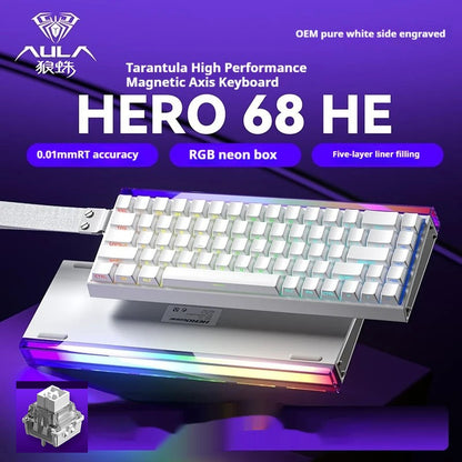 AULA Hero 68HE Magnetic Keyboard RGB Light Wired Hot Swap Esports 8K Gaming Hero68 Mechanical Keyboard Low delay PC Accessories