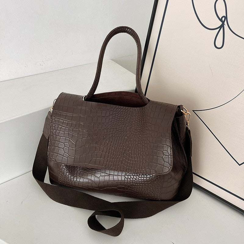 Crocodile Pattern Crossbody Bag For Women Black Shoulder Bag Brand Designer Women Bags Luxury PU Leather Flap Messenger Handbag