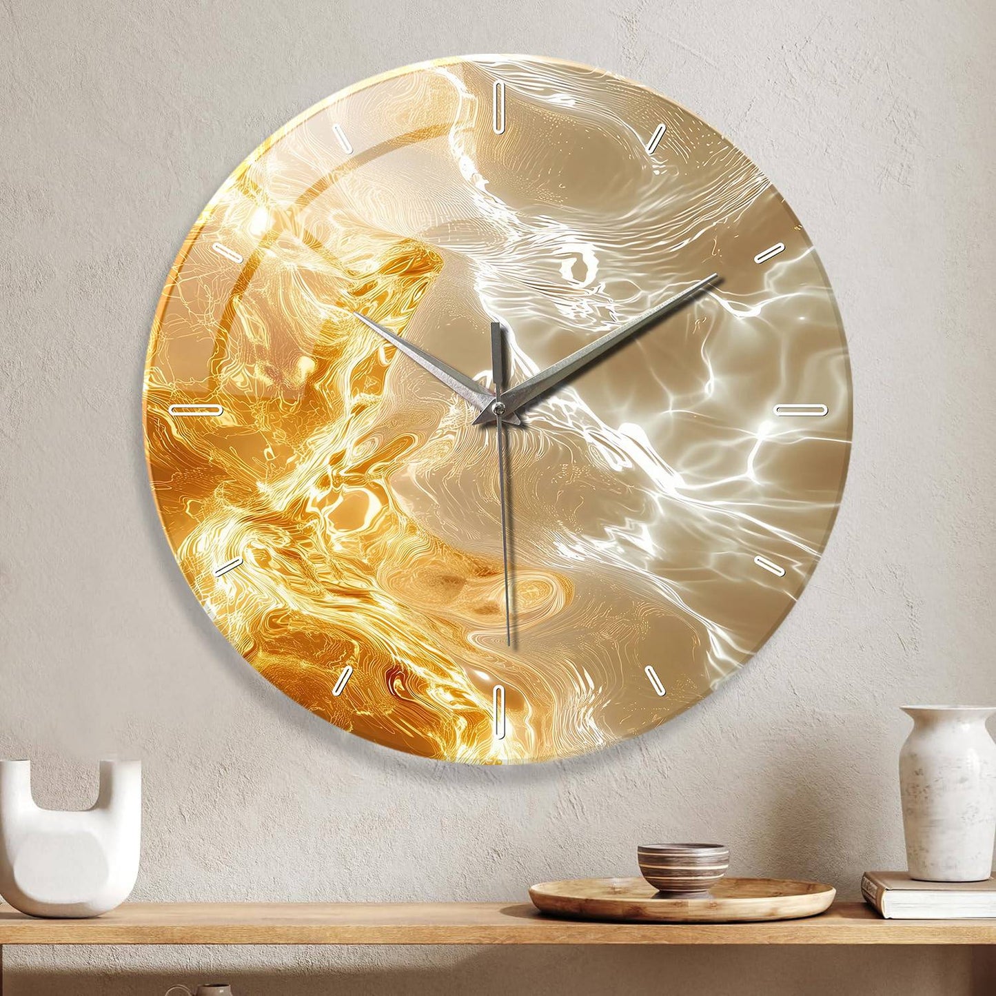 1pc glass wall clock, modern light luxury gold design wall clock, silent clock, home decoration, living room bedroom decoration