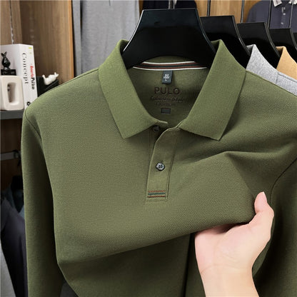 100Cotton Original Quality Men's Polo Shirt Simple Front Embroid Long Sleeve Autumn Lapel T-Shirt Business Casual Trend Menswear