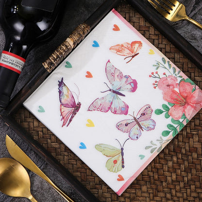 20 colored printed butterfly napkins per pack, disposable napkins for hotel parties, wedding anniversaries