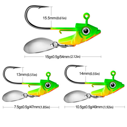 1pc Anzol Jig Head 7.5g 10.5g 15g Iscas de Pesca Giratórias de Lantejoula Metálicas Colheres Anzóis Jigging Jigs Iscas de Pesca Material de Pesca