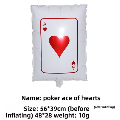 10Pcs Poker Cards Casino Balloon Aluminum Foil Balloons Wedding Christmas Party Shower Birthday Decoration Heart Club