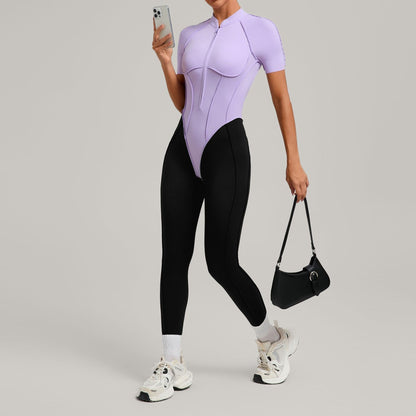 Women's New Yoga Jumpsuits with Contrasting Splicing Beauty Back Slim Fit One-piece Workout Gym Outdoor Sports Fitness Bodysuits