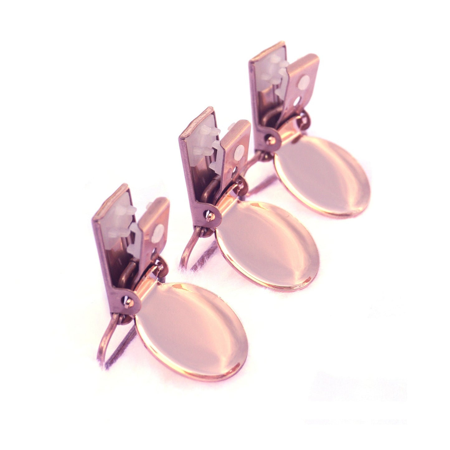 10Pcs Rose Gold Round Shape Pacifier Suspender Clips Baby Pacifier Holder Infant Dummy Clip With Plastic Insert for 25mm Ribbon