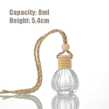 5PCS 8-12ml Empty Clear Glass Car Perfume Bottle Auto Air Freshener Car Decoration Pendant Essential Oil Diffuser Container