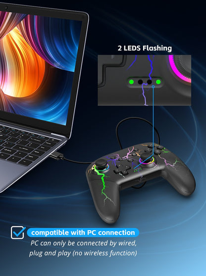 Wireless Controller For Switch OLED Console Pro Gamepad with Rechargeable Battery Programmable Turbo Function RGB Light