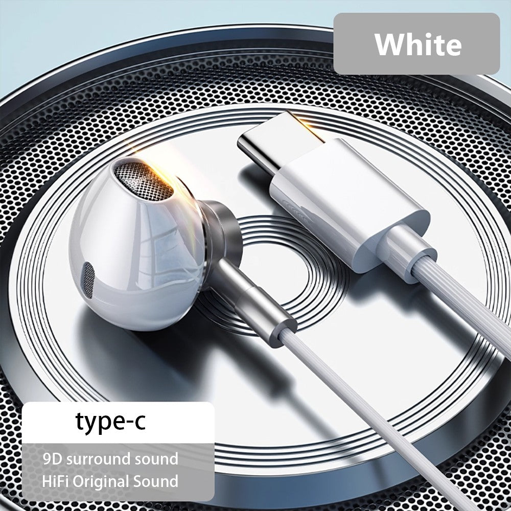 Fones de ouvido com fio USB tipo C 3,5 mm fones HiFi estéreo graves com controle de volume intra-auriculares para Samsung Galaxy iPhone Huawei Xiaomi