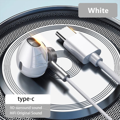 Fones de ouvido com fio USB tipo C 3,5 mm fones HiFi estéreo graves com controle de volume intra-auriculares para Samsung Galaxy iPhone Huawei Xiaomi
