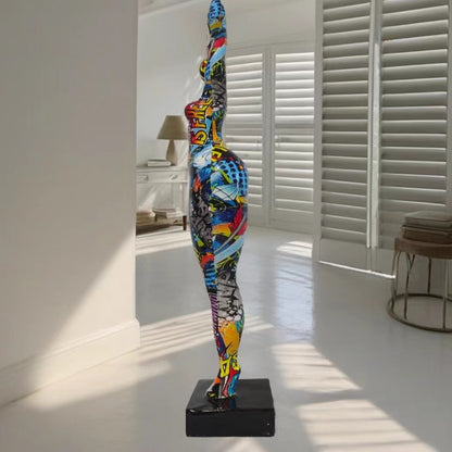 Europe Resin Decoration Home Wine Cabinet Ornaments Action Figures Statue Graffiti Yoga Weight Loss Woman Living Room Decor New