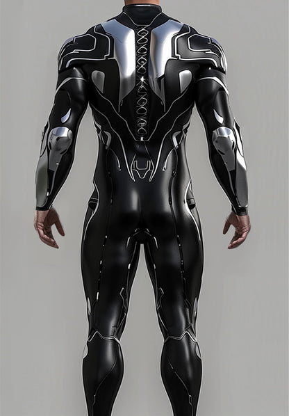 Halloween Cyberpunk Future Mechanical Armor Jumpsuit Warrior Cosplay Bodysuit Steampunk Costume Party Performance Men Zentai