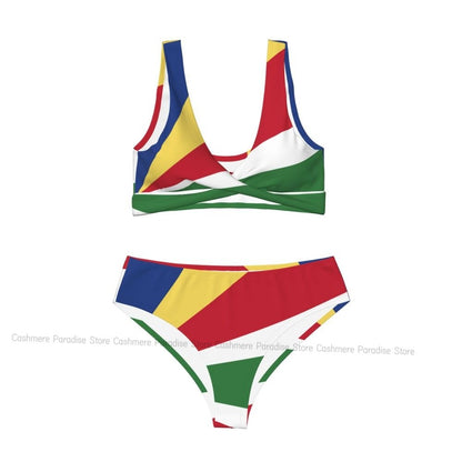 Seychelles Flag Women Bikini Set Swimsuit Push Up Female Swimwear Bathing Suit