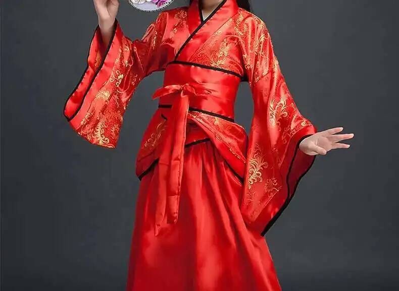 Hanfu Chinese Costume Girls Children Kimono Traditional Vintage Ethnic Fan Students Dance Halloween Japanese Yukata Kimono Style