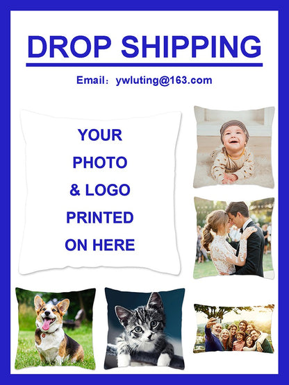 MIAOTU Custom Cushion Cover DIY Customized Throw Pillow Home Decorative Square Wedding Pets Baby Print Pillowcase Drop Shipping