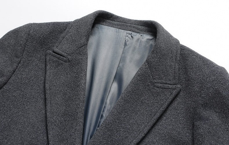 Winter Men's Woolen Coat Thicken Warm Trench Coat Men Wool Casual Double Fashion Breasted Long Overcoat Men