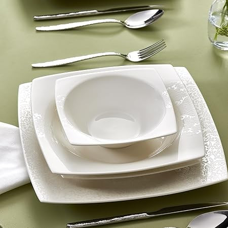 Karaca New Flava 24-Piece Porcelain Dinnerware Set - Elegant Dinner, Pasta, and Side Plates for Six