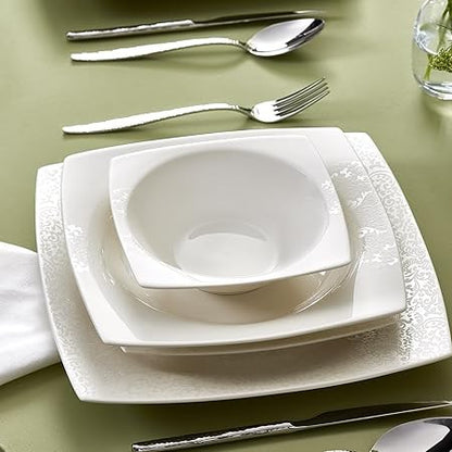 Karaca New Flava 24-Piece Porcelain Dinnerware Set - Elegant Dinner, Pasta, and Side Plates for Six