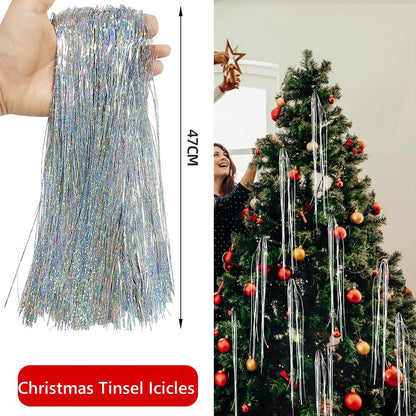 3000 Strands Icicles Iridescent Tinsel Foil Fringe Garland for Christmas Xmas Tree Graduation Party Supplies Holiday Decor