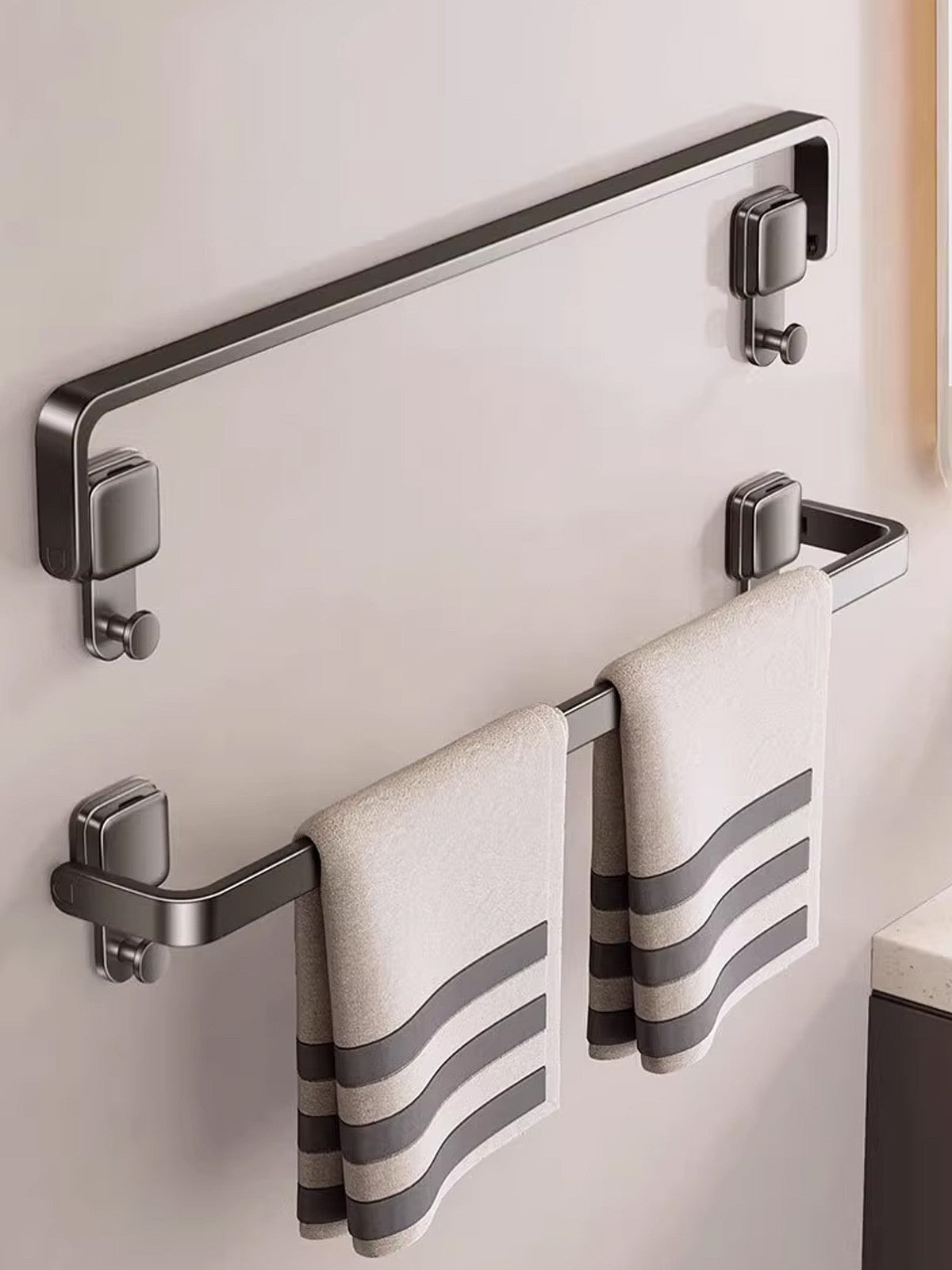 Suction Cup Folding Bathroom Hand Towel Rack Towel Holder Wall Mount No Drill Mount 30/40/50cm Towel Bar Apartment