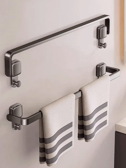 Suction Cup Folding Bathroom Hand Towel Rack Towel Holder Wall Mount No Drill Mount 30/40/50cm Towel Bar Apartment