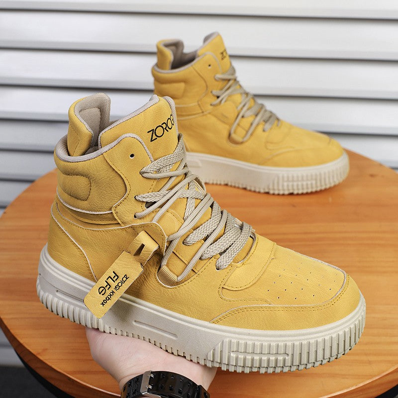 Fashion Leather Ankle Boots Men's Skate Sneakers Comforty Non Slip Wear Resistant Sole Winter Boots Preppy Street Casual Shoes