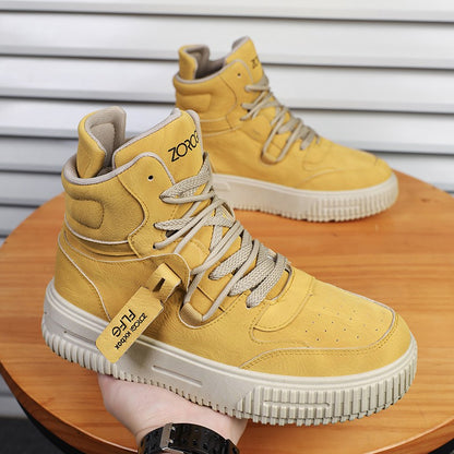 Fashion Leather Ankle Boots Men's Skate Sneakers Comforty Non Slip Wear Resistant Sole Winter Boots Preppy Street Casual Shoes