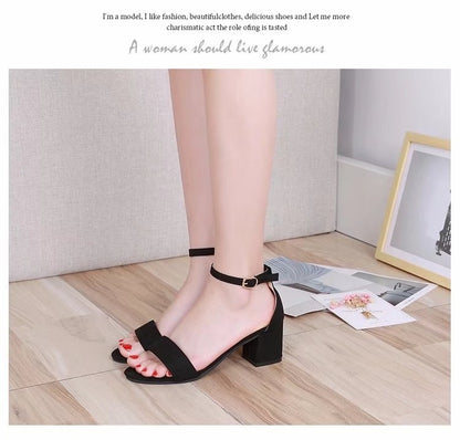 Heeled Sandals Women 2024 Elegant Woman Shoes with Low Heels Luxury Designer Block Heel Sexy Best Selling Products