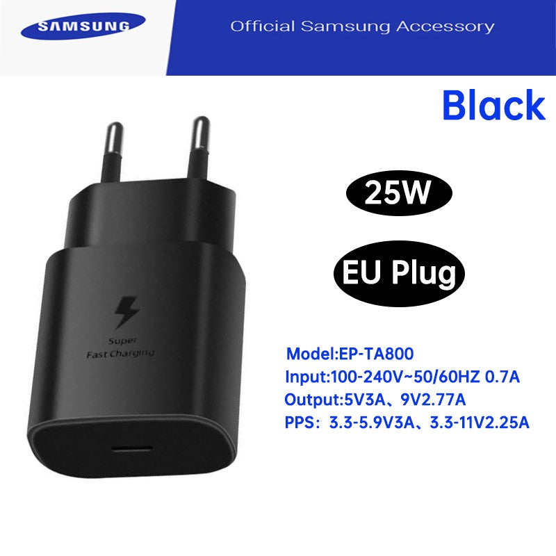 Original Samsung 25W Charger PD Type C Wall Chargeur Galaxi Z Fold 6 5 Z Flip 4 S25 S24 S23 A05s A54 A24 A23 M54 M13 M22 M32 M53