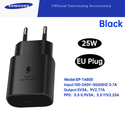 Original Samsung 25W Charger PD Type C Wall Chargeur Galaxi Z Fold 6 5 Z Flip 4 S25 S24 S23 A05s A54 A24 A23 M54 M13 M22 M32 M53