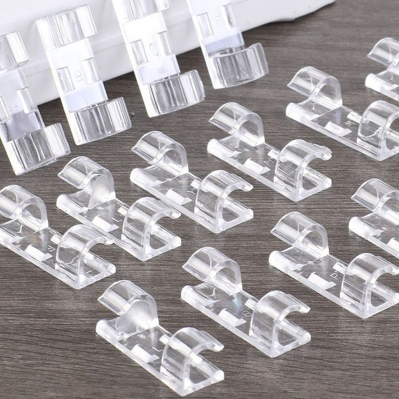 20/100 peças Grampos Organizadores de Cabos Suporte de Fio Transparente Gerenciador de Fios de Casa Escritório Enrolador de Linha de Dados USB Protetor de Ganchos