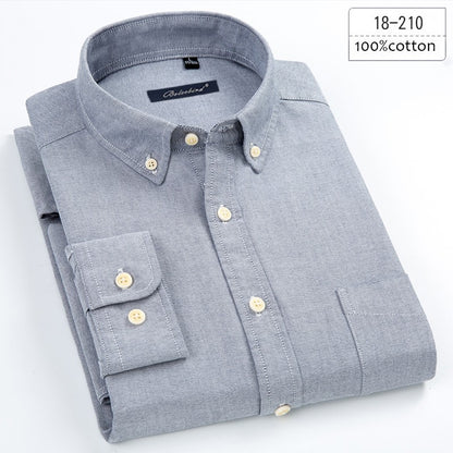 New in shirt plus size 8xL long-sleeve 100%cotton shirts for men slim fit formal plain shirt soft white black office clothes