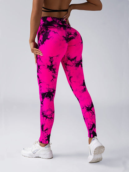 Tights Women Tie Dye Leggings High Waist Lifts Butt Tummy Control Push Up Seamless Yoga pants Ladies Workout Gym Clothing