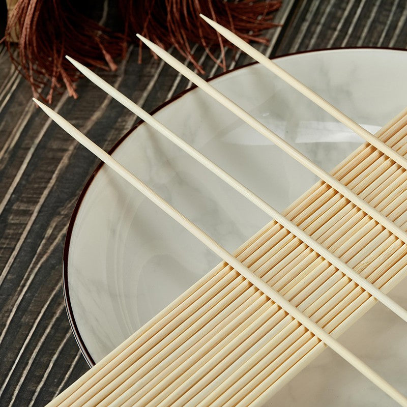 100pcs High Quality Bamboo Skewer Sticks Sturdy Disposable Barbecue Fruit Sticks Barbecue Party Buffet Food BBQ Tools Accessorie