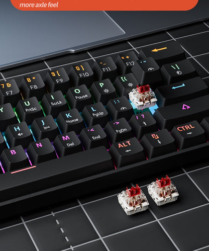 Teclado Mecânico Gamer MUCAI MK61 USB Esports 61 Teclas Eixo Vermelho Com Fio Cabo Destacável Retroiluminação RGB Hot Swap