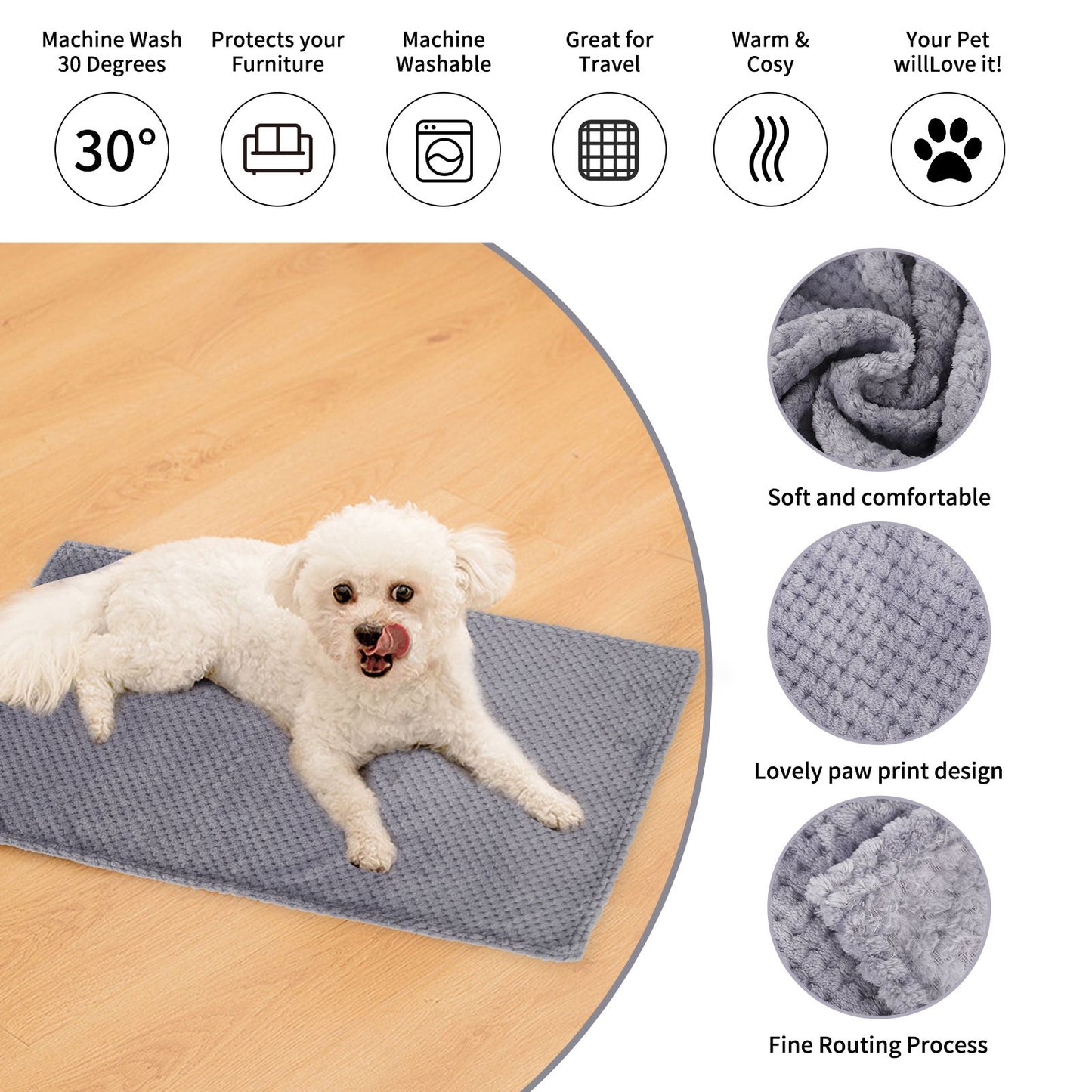 Cobertor macio para animais de estimação, manta de dormir de pelúcia para cães, cor sólida, lavável, almofada de sofá portátil, manta quente para gatos, tapete doméstico para o inverno