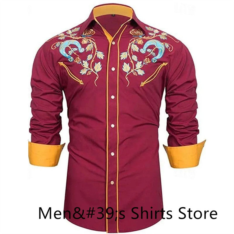 Vintage Men's Shirt 3D Printing Western Cowboy Shirt Casual Fashion Daily Vacation Long Sleeve Shirt Hawaiian Men's Clothing