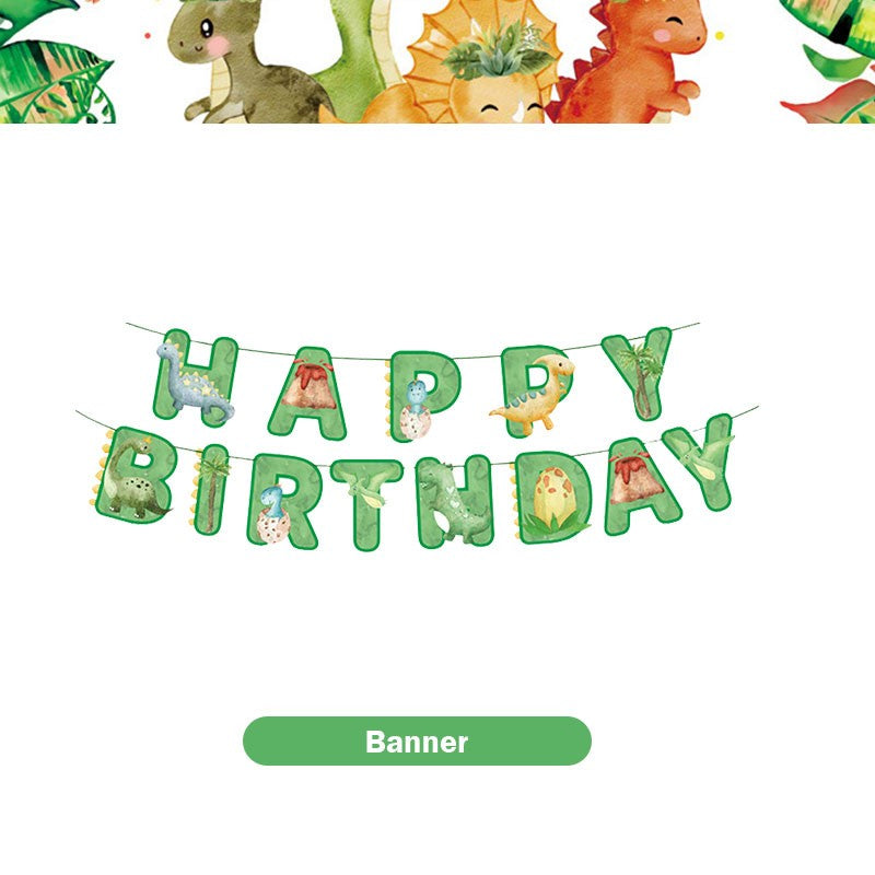 Happy Dinosaur Birthday Decoration Party Supplies Set Cup Plate Dinosaur Balloons Stickers Banner Gift Bags for Kids Boy Favors