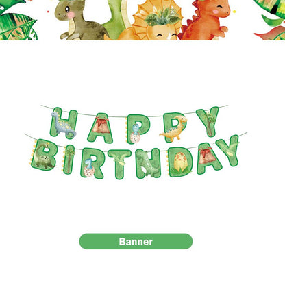 Happy Dinosaur Birthday Decoration Party Supplies Set Cup Plate Dinosaur Balloons Stickers Banner Gift Bags for Kids Boy Favors