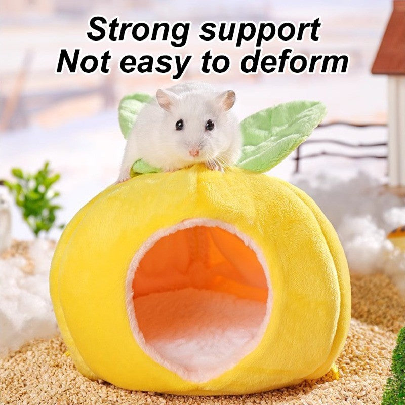 Ninho de hamster em formato de fruta, 1 peça, cama suspensa quente de inverno outono, saco de dormir para pequenos animais de estimação, planador de açúcar, pássaro, hamster-dourado