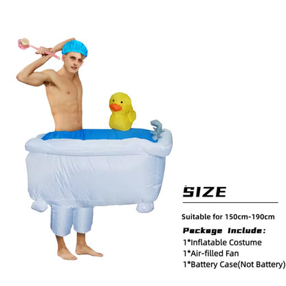 Adult Inflatable Bathtub with Yellow Duck and Toilet Cosplay Costume  Halloween party holiday stage performance comical costumes