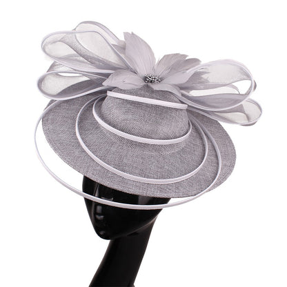 Chapéus Fascinators Femininos Multimodais com Laço de Flor Imitação Chapéu Noiva Derby Pillbox Casamento Acessórios de Cabelo