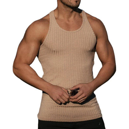 Summer Knitted Fitness Sports Leisure I-shaped Mens Tank Top Fashion Solid Gym Clothing Blusas Tanks Tops Men Clothes T-shirts