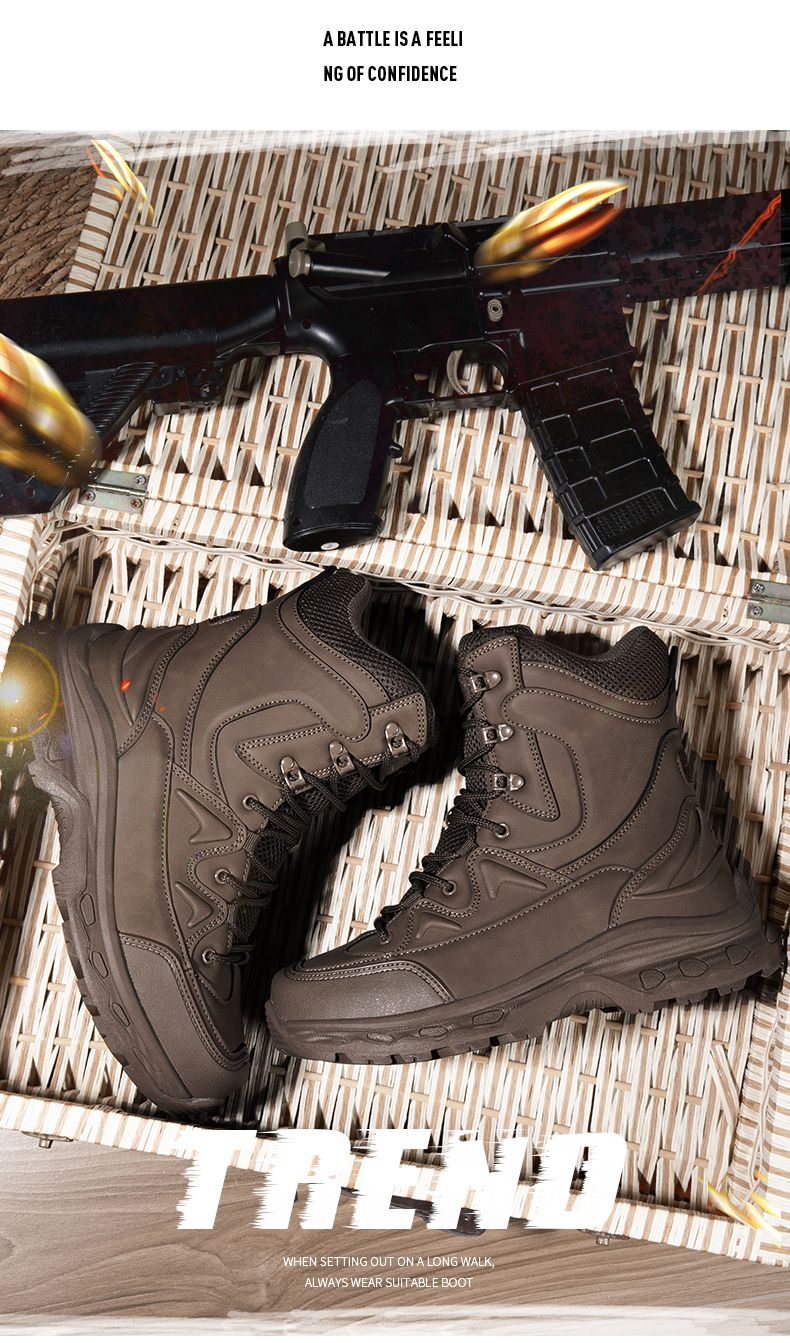 Botas masculinas de caminhada, combate ao ar livre, táticas casuais, versáteis e da moda