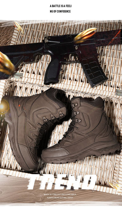 Botas masculinas de caminhada, combate ao ar livre, táticas casuais, versáteis e da moda