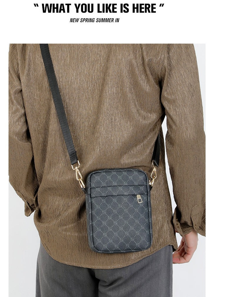 Luxury Designer Men Small Shoulder Bag PU Leather Messenger Crossbody Phone Bag For Men Vintage Style Men Handbag Bag Bolsa Sac