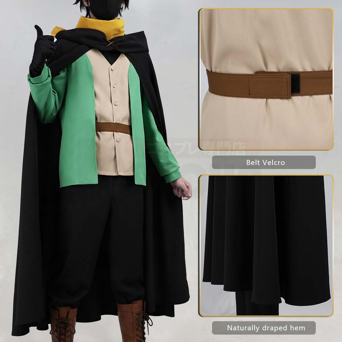 HOLOUN Zero Anime Natsuki Subaru Cosplay Costume Black Cloak Vest Pants Scarf Gloves Halloween Christams Convention XS-3XL