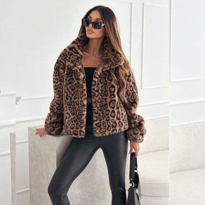 Casual Loose Outerwear Autumn Winter Woman Tops New Fashion Leopard Printing Women Coats Jackets Cardigan Clothes